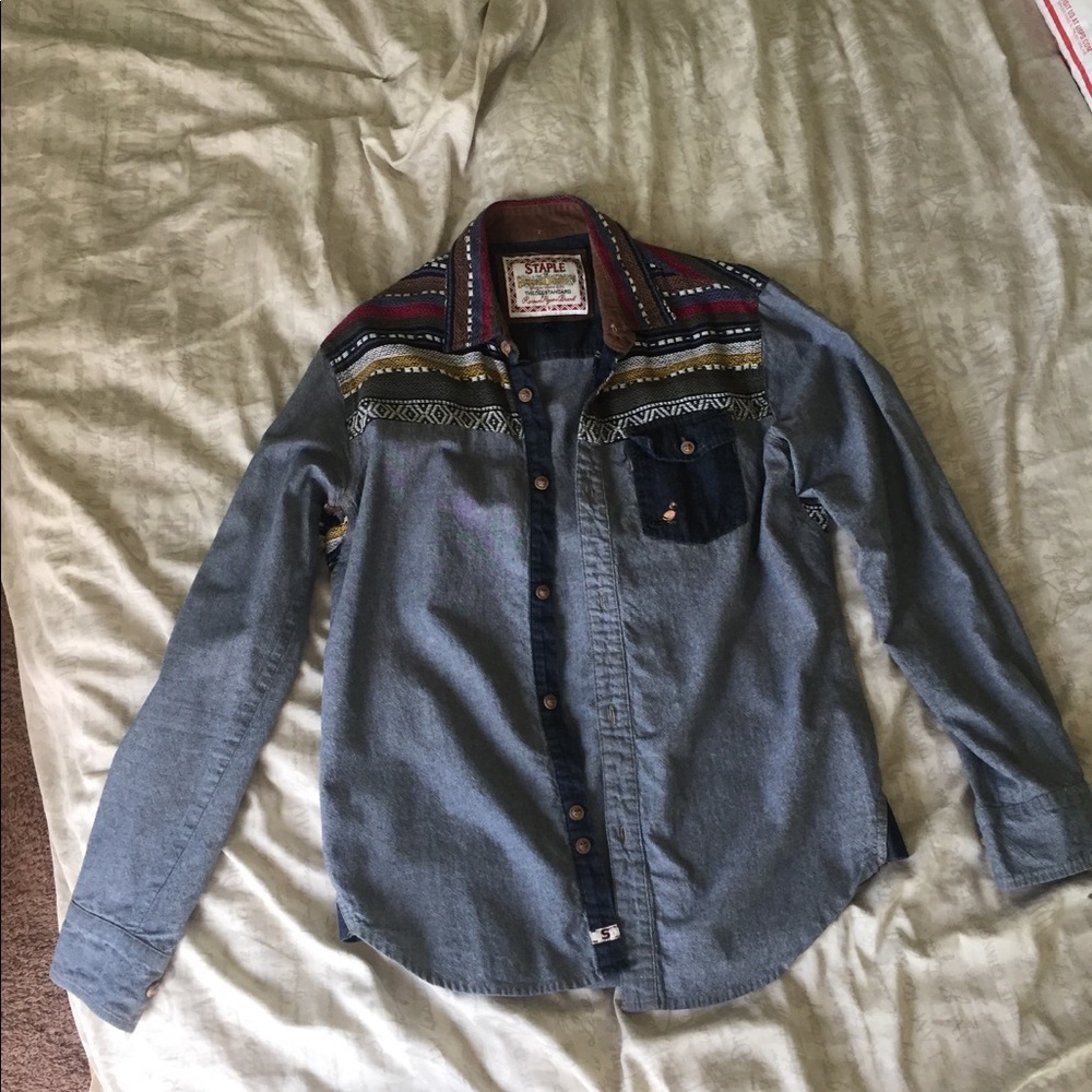 Staple Pigeon Rare Mens Denim Button Down